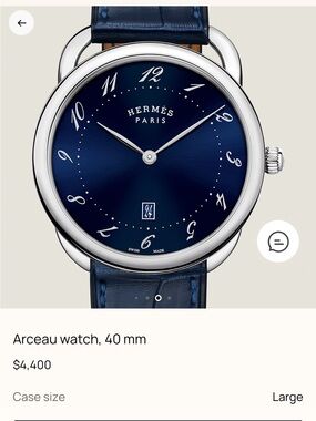 Hermès Arceau 40mm Custom Blue Alligator Dial Leather Strap Watch Full Set EUC